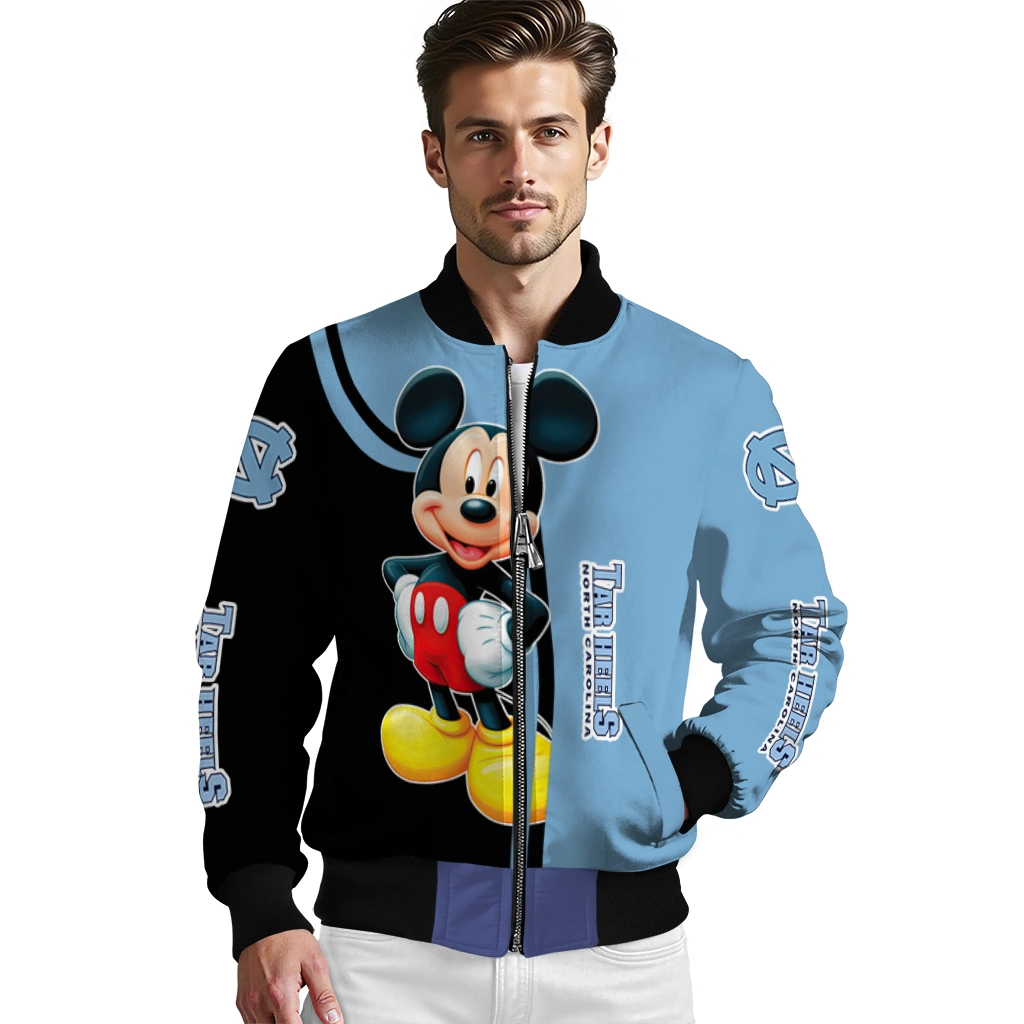 north carolina tar heels mickey mouse light blue bomber jacket high quality north carolina tar heels mickey mouse light blue bomber jacket high quality
