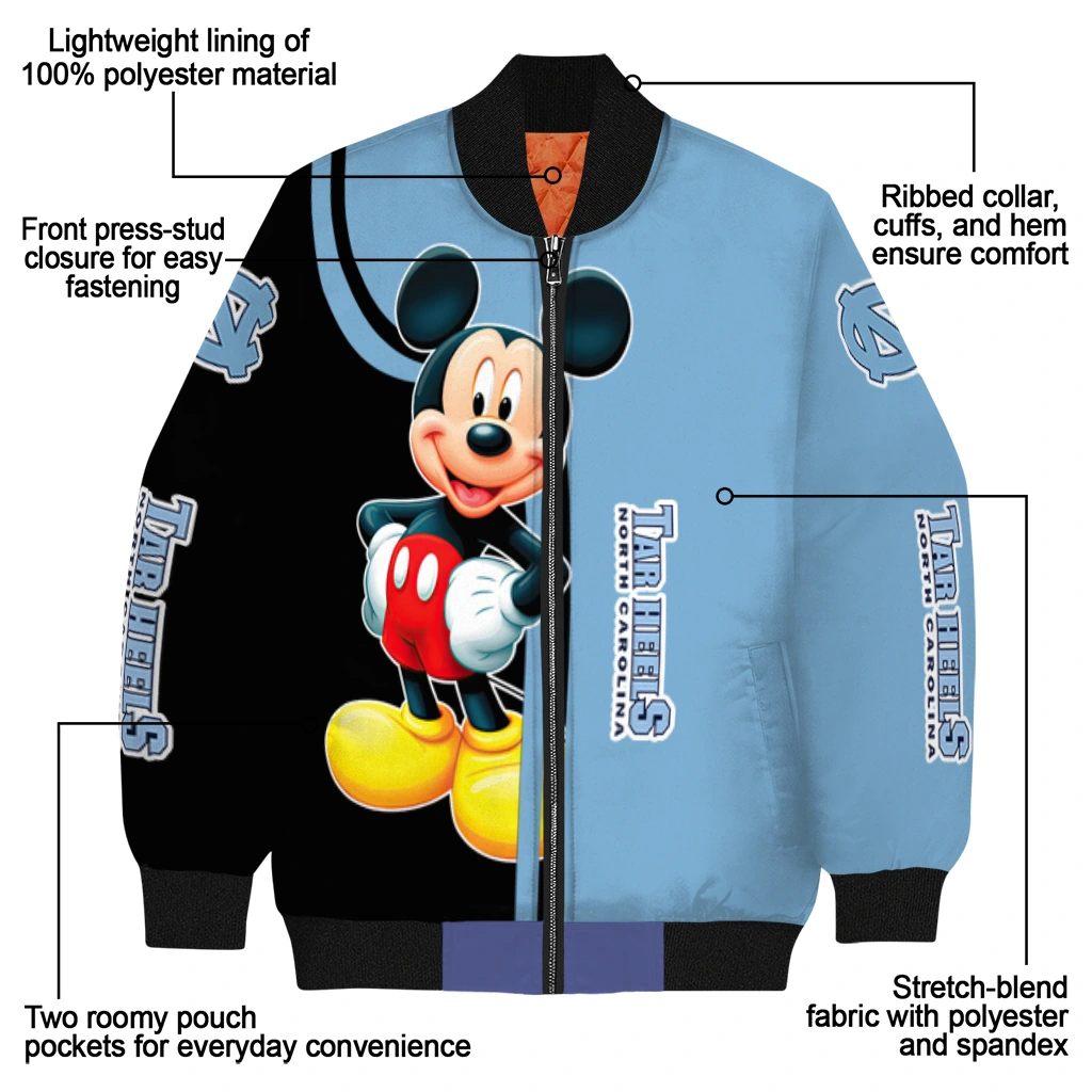 north carolina tar heels mickey mouse light blue bomber jacket new arrival north carolina tar heels mickey mouse light blue bomber jacket new arrival