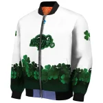 north dakota state bison clovers pattern white green bomber jacket best selling