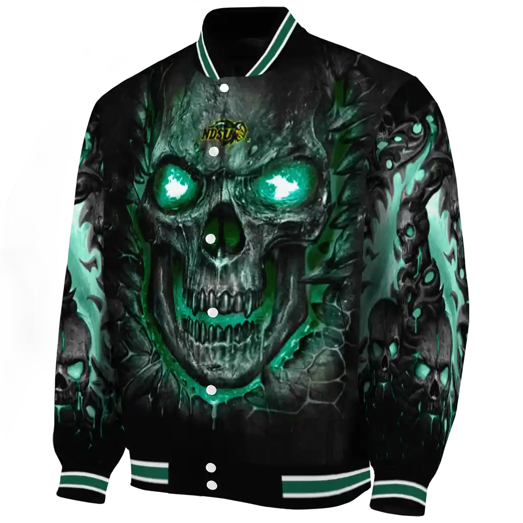north dakota state bison inferno skull green black varsity jacket best selling north dakota state bison inferno skull green black varsity jacket best selling