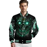 north dakota state bison inferno skull green black varsity jacket best selling