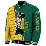 north dakota state bison minnie mouse green varsity jacket best selling