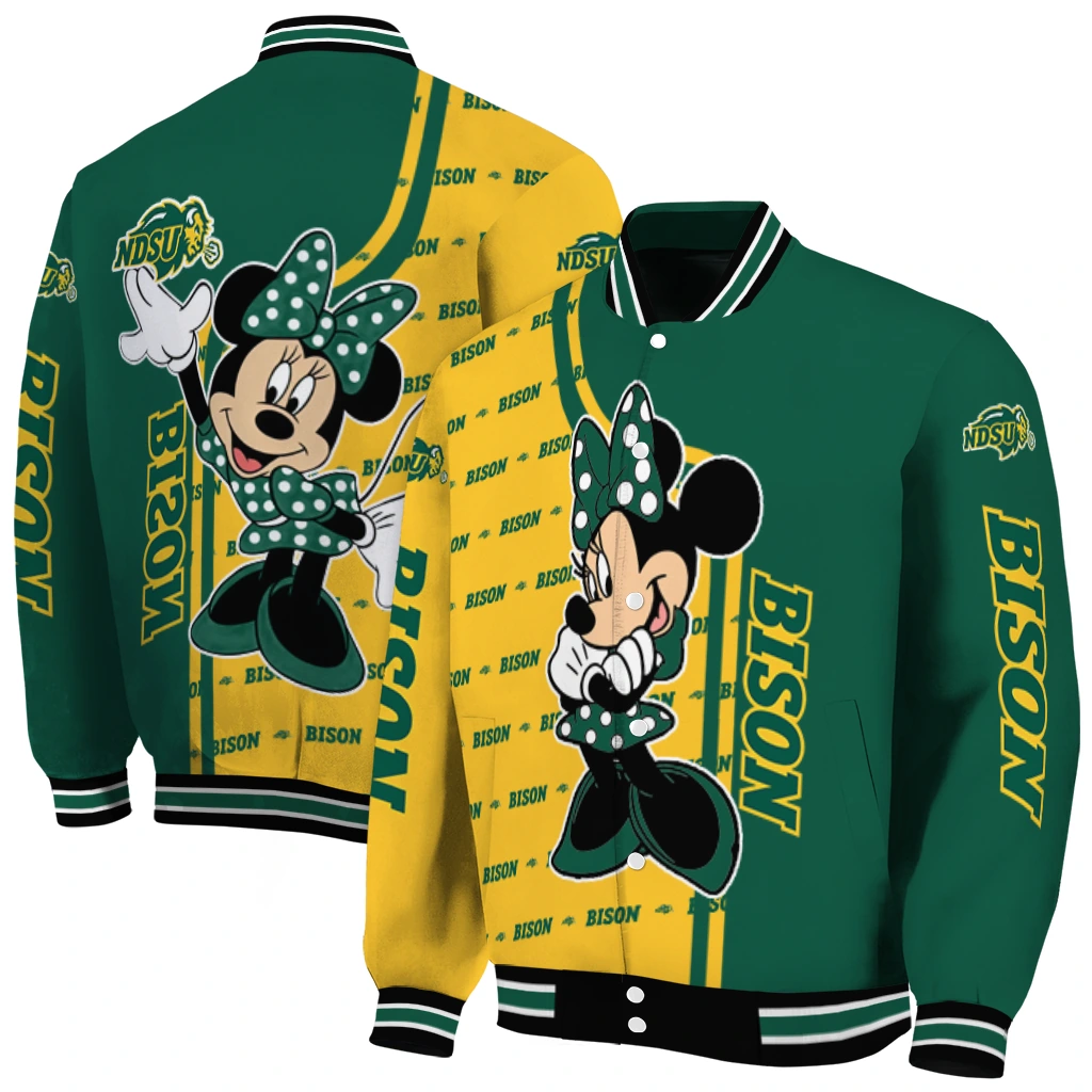 north dakota state bison minnie mouse green varsity jacket fashion forward north dakota state bison minnie mouse green varsity jacket fashion forward