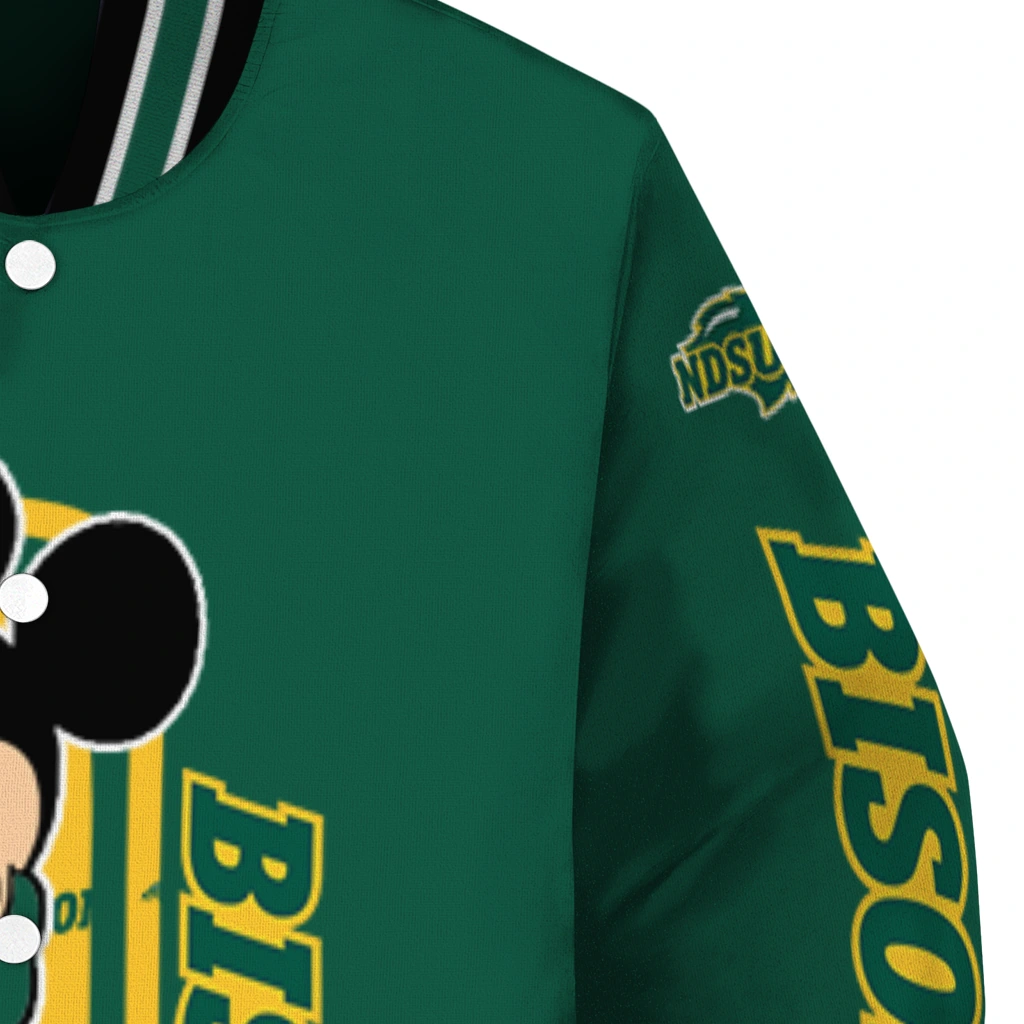 north dakota state bison minnie mouse green varsity jacket premium grade north dakota state bison minnie mouse green varsity jacket premium grade