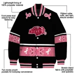 north dakota state bison pink ribbon black pink varsity jacket best selling