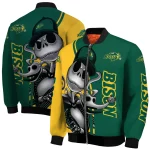 north dakota state bison spooky grin green bomber jacket best selling