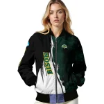 north dakota state bison torn texture print green black bomber jacket best selling