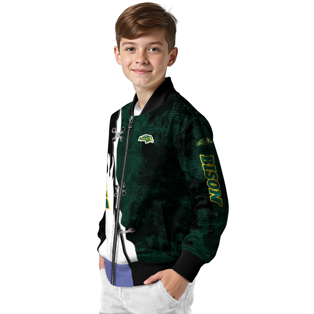 north dakota state bison torn texture print green black bomber jacket trendy north dakota state bison torn texture print green black bomber jacket trendy