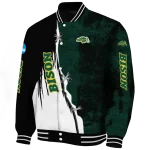 north dakota state bison torn texture print green black varsity jacket best selling