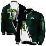 north dakota state bison torn texture print green black varsity jacket best selling