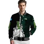 north dakota state bison torn texture print green black varsity jacket best selling
