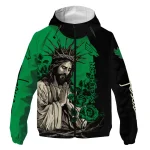 north texas mean green jesus roses green black windbreaker jacket best selling