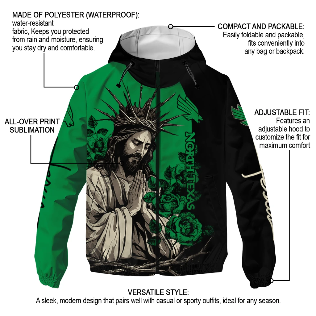 north texas mean green jesus roses green black windbreaker jacket new arrival north texas mean green jesus roses green black windbreaker jacket new arrival