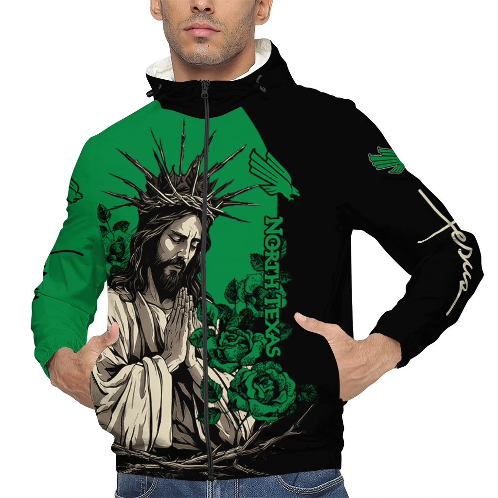 north texas mean green jesus roses green black windbreaker jacket top rated north texas mean green jesus roses green black windbreaker jacket top rated