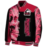 northern illinois huskies fire skull red black varsity jacket best selling