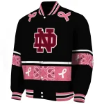 notre dame fighting irish pink ribbon black pink varsity jacket best selling