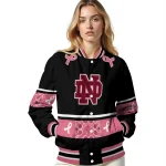 notre dame fighting irish pink ribbon black pink varsity jacket best selling