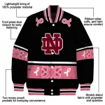 notre dame fighting irish pink ribbon black pink varsity jacket best selling