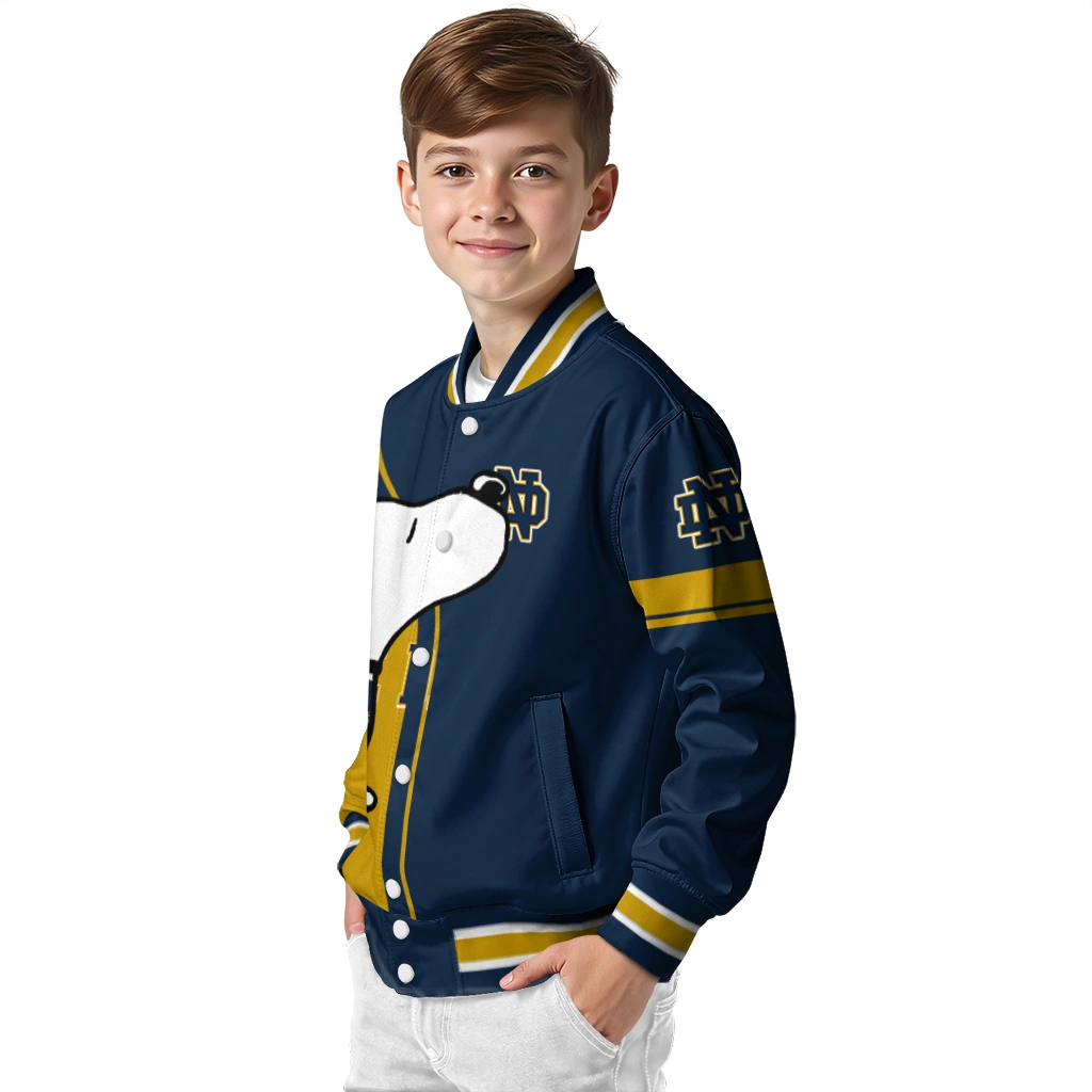 notre dame fighting irish snoopy attitude navy varsity jacket trendy notre dame fighting irish snoopy attitude navy varsity jacket trendy