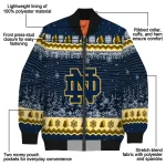 notre dame fighting irish snowy pines navy bomber jacket best selling