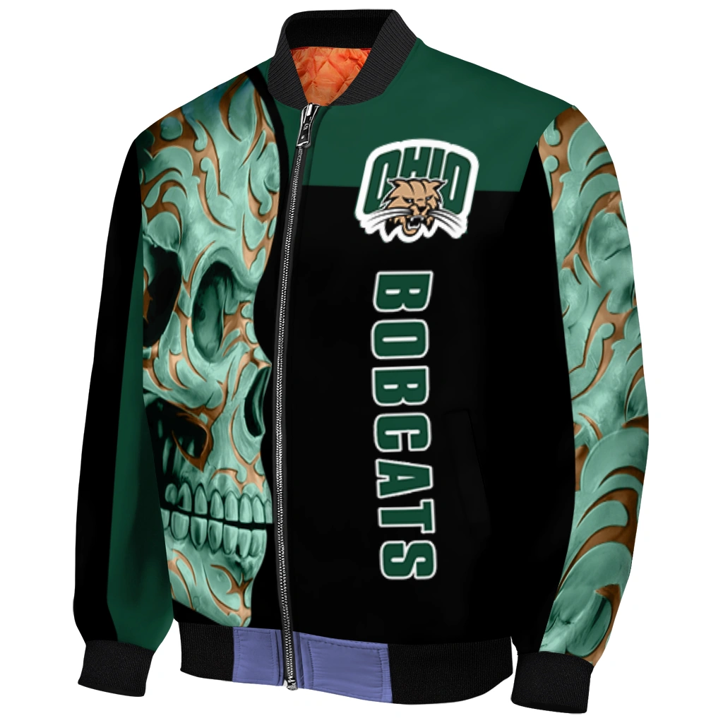 ohio bobcats fire skull green black bomber jacket fashion forward ohio bobcats fire skull green black bomber jacket fashion forward