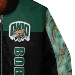ohio bobcats fire skull green black bomber jacket best selling
