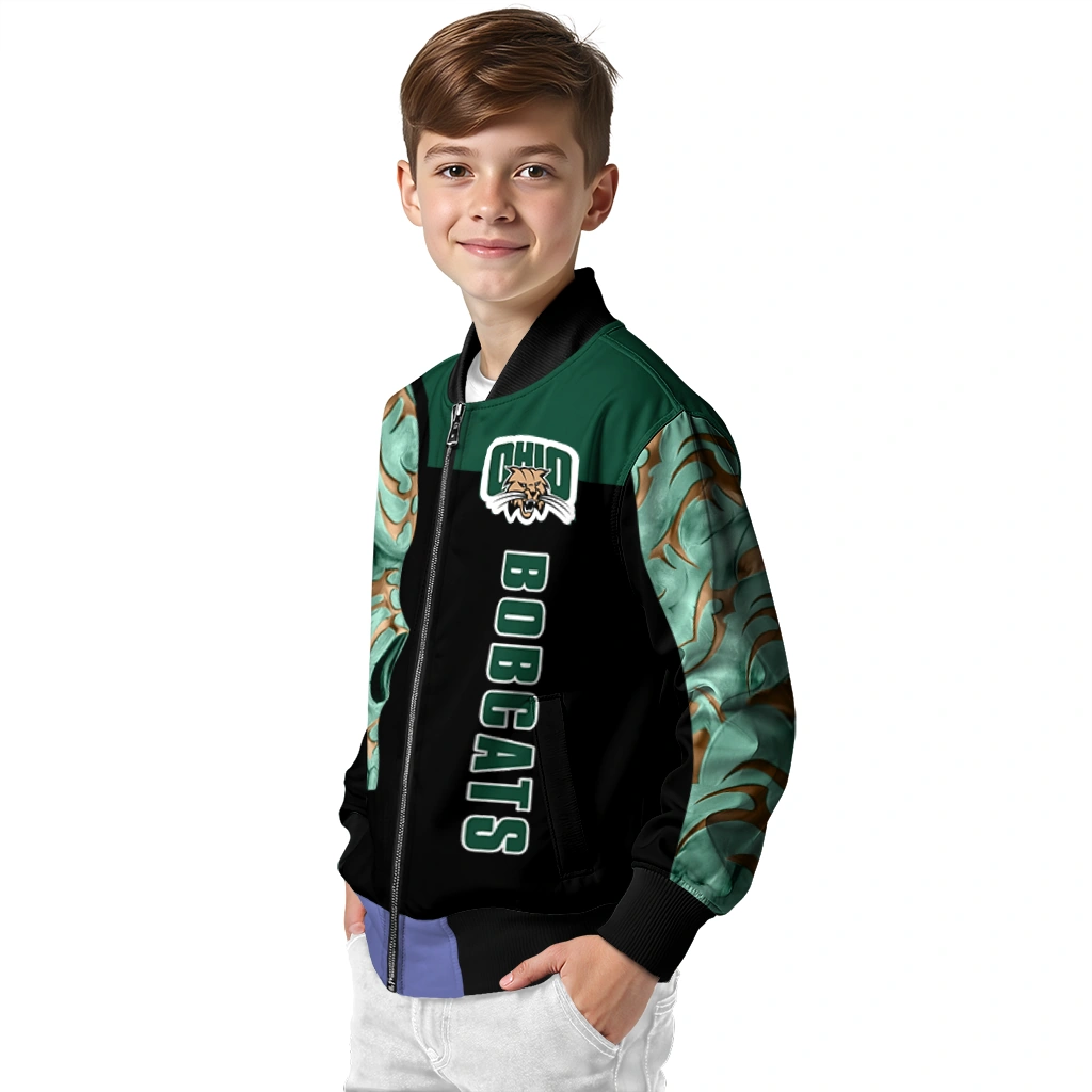 ohio bobcats fire skull green black bomber jacket trendy ohio bobcats fire skull green black bomber jacket trendy