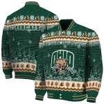 ohio bobcats snowy pines green varsity jacket best selling