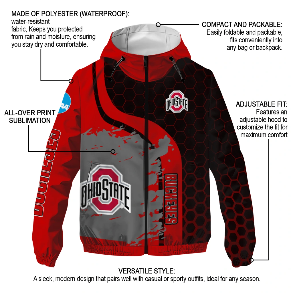 ohio state buckeyes grid streak scarlet black windbreaker jacket new arrival ohio state buckeyes grid streak scarlet black windbreaker jacket new arrival