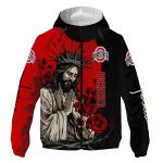ohio state buckeyes jesus roses scarlet black windbreaker jacket best selling