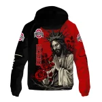 ohio state buckeyes jesus roses scarlet black windbreaker jacket best selling