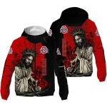 ohio state buckeyes jesus roses scarlet black windbreaker jacket best selling