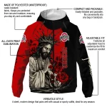 ohio state buckeyes jesus roses scarlet black windbreaker jacket best selling