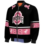 ohio state buckeyes pink ribbon black pink bomber jacket best selling