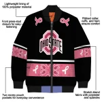 ohio state buckeyes pink ribbon black pink bomber jacket best selling