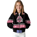 ohio state buckeyes pink ribbon black pink bomber jacket best selling