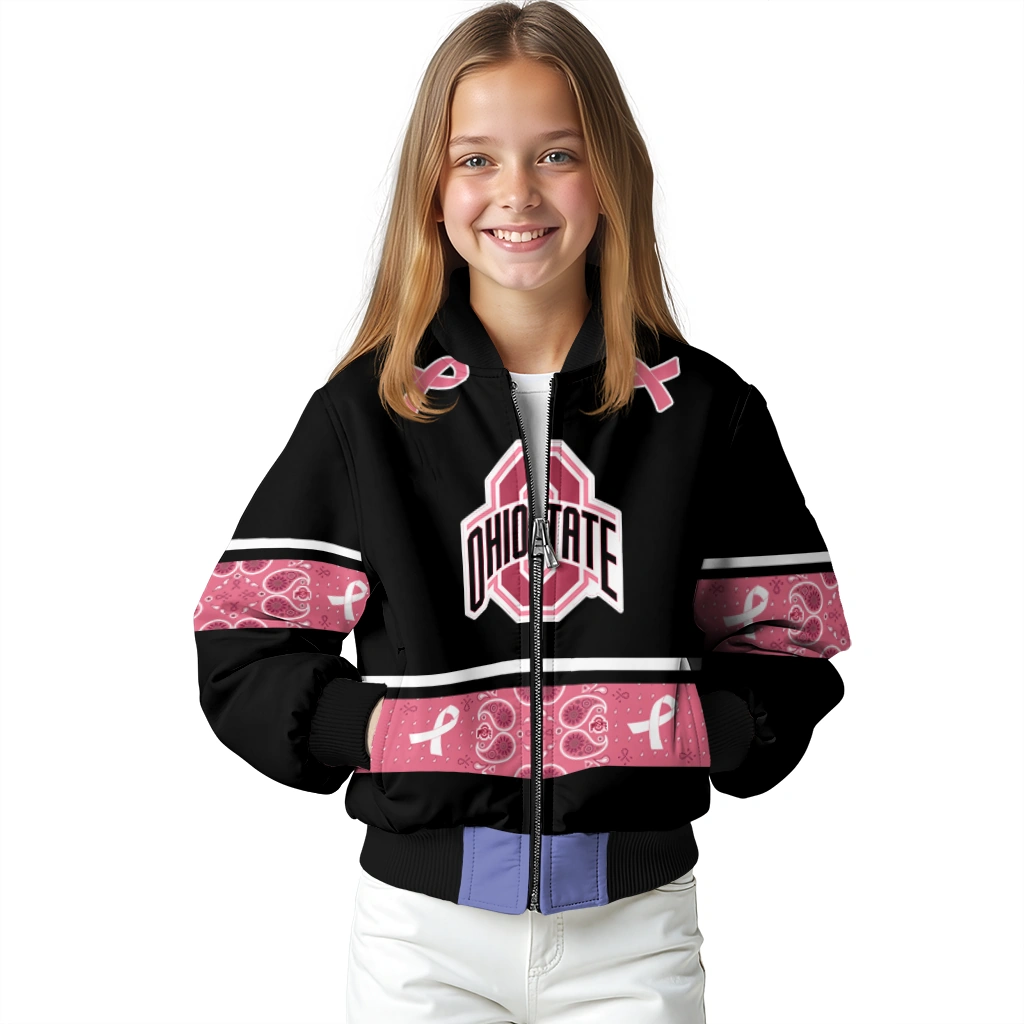 ohio state buckeyes pink ribbon black pink bomber jacket top rated ohio state buckeyes pink ribbon black pink bomber jacket top rated