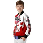 ohio state buckeyes skull outline scarlet white bomber jacket best selling