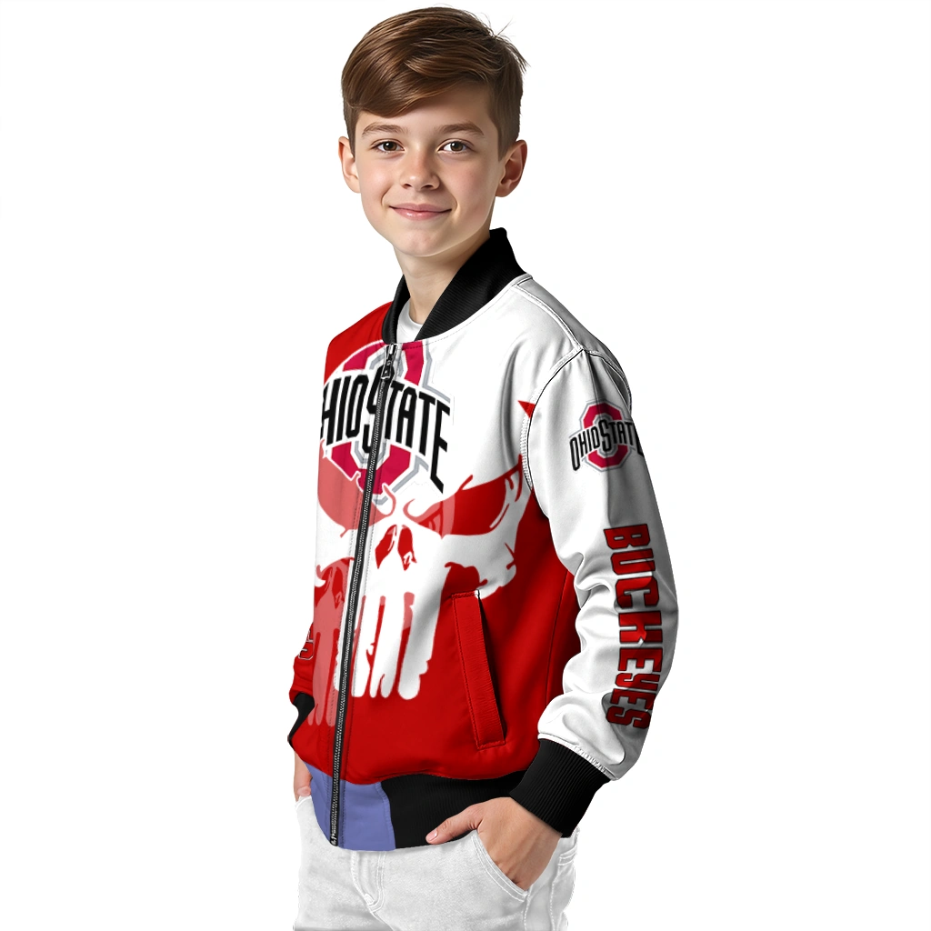 ohio state buckeyes skull outline scarlet white bomber jacket trendy ohio state buckeyes skull outline scarlet white bomber jacket trendy