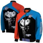 oklahoma city thunder edgy mask blue black bomber jacket best selling