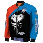 oklahoma city thunder edgy mask blue black bomber jacket best selling