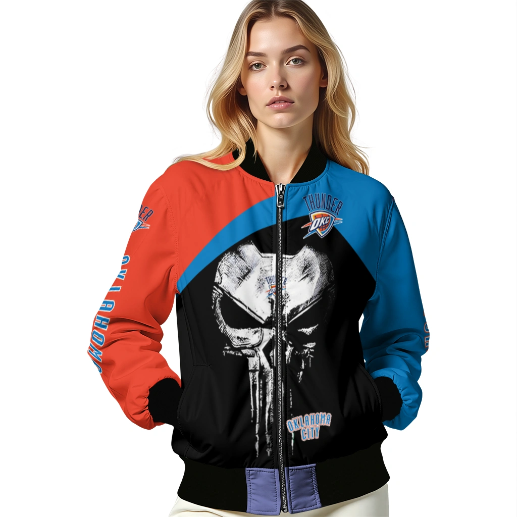 oklahoma city thunder edgy mask blue black bomber jacket latest model oklahoma city thunder edgy mask blue black bomber jacket latest model