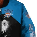 oklahoma city thunder edgy mask blue black bomber jacket best selling
