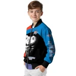 oklahoma city thunder edgy mask blue black bomber jacket best selling