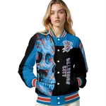 oklahoma city thunder fire skull blue black varsity jacket best selling