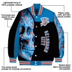 oklahoma city thunder fire skull blue black varsity jacket best selling