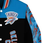 oklahoma city thunder fire skull blue black varsity jacket best selling