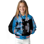 oklahoma city thunder fire skull blue black varsity jacket best selling