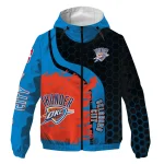 oklahoma city thunder grid stripe blue black windbreaker jacket best selling