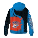 oklahoma city thunder grid stripe blue black windbreaker jacket best selling